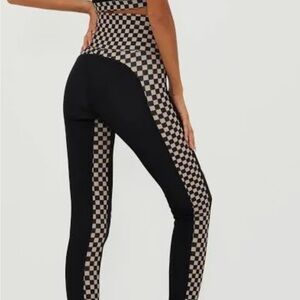 Beach Riot Black Checkered Casual Ribbed Bottoms